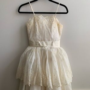 1950s cupcake cream dress with eyelet detailing